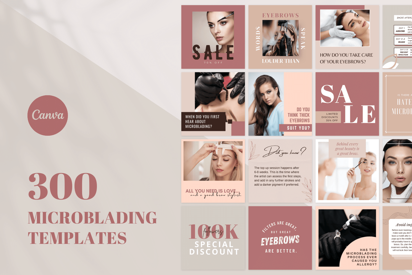 300 plantillas de microblading para redes sociales