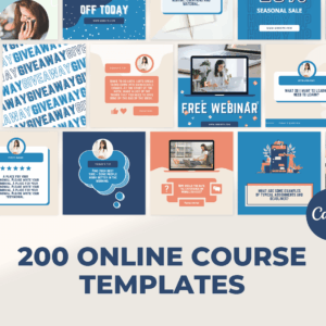 Paquete de 200 plantillas de cursos en línea para redes sociales