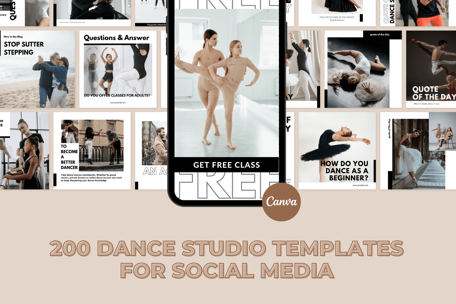 200 plantillas de estudios de danza para redes sociales