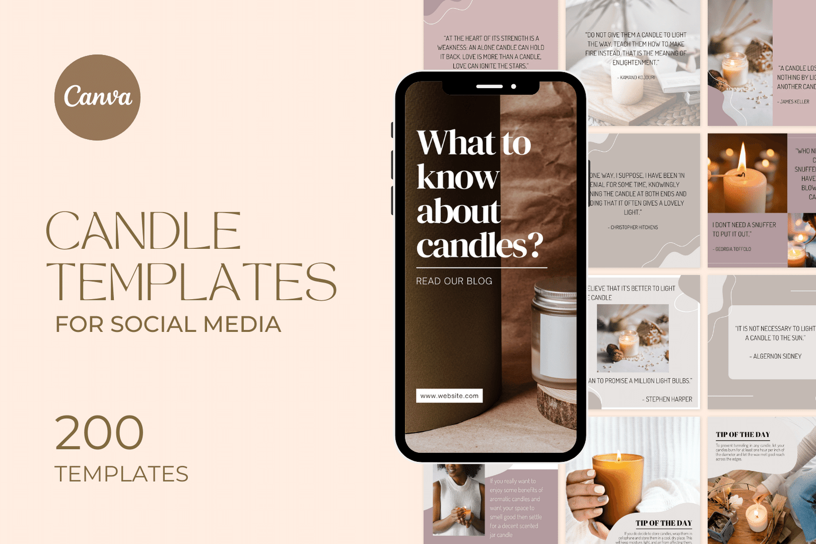 200 plantillas de velas para redes sociales