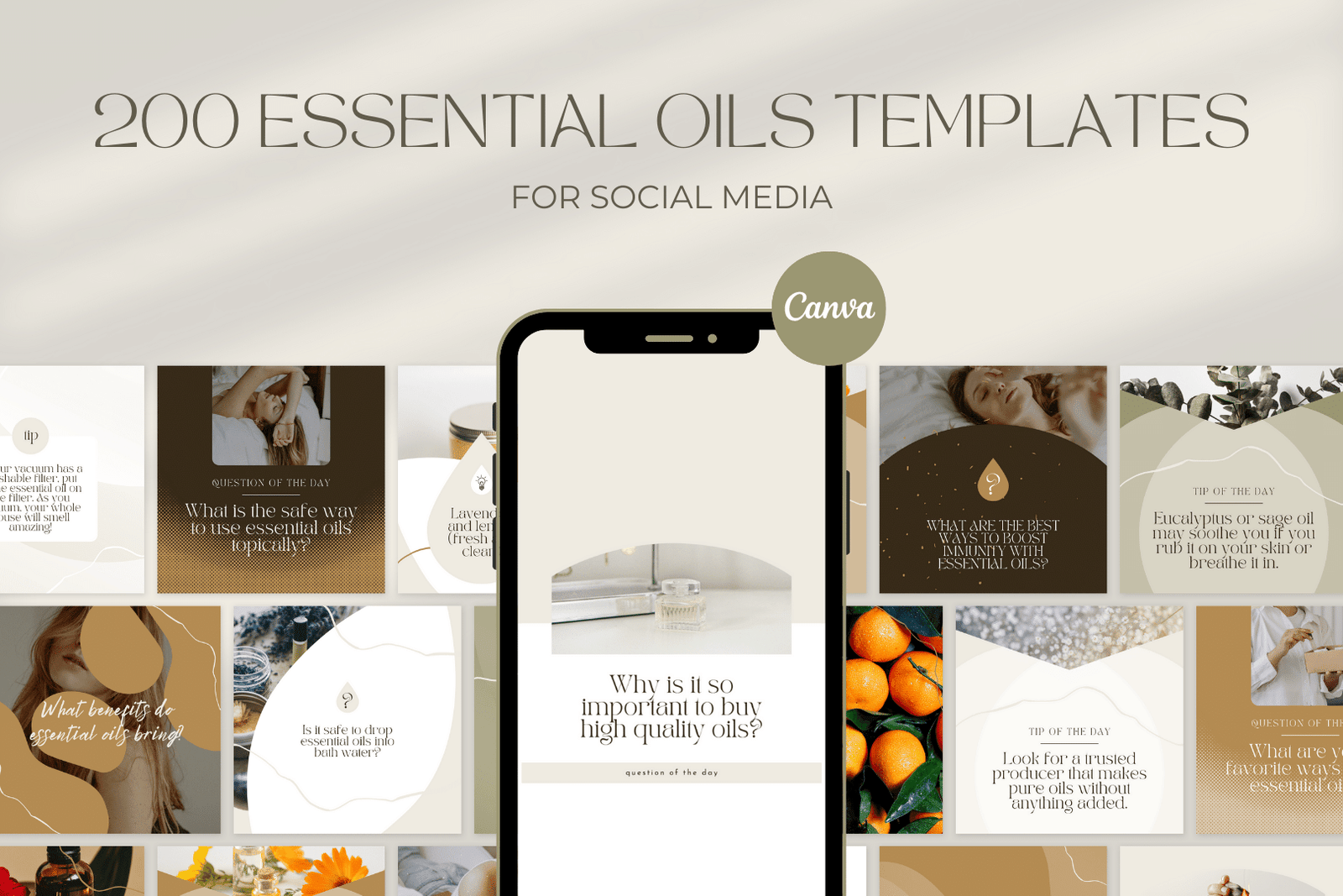 200 plantillas de aceites esenciales para redes sociales