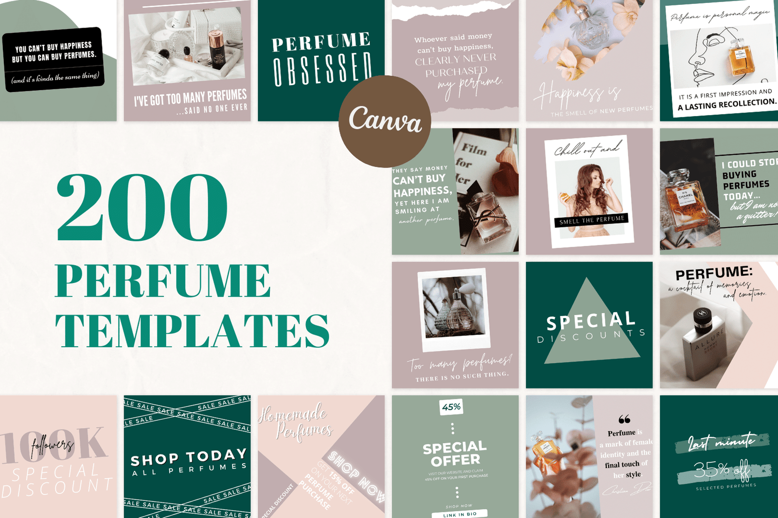 200 plantillas de perfumes para redes sociales