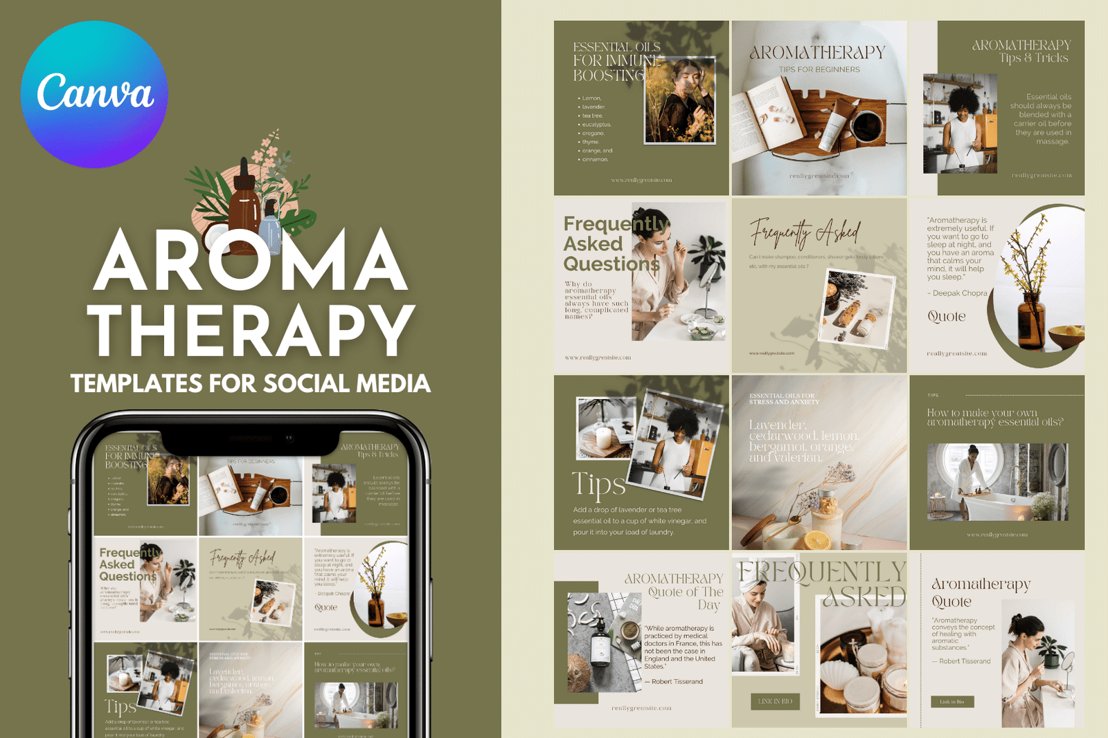 200 plantillas de aromaterapia para redes sociales