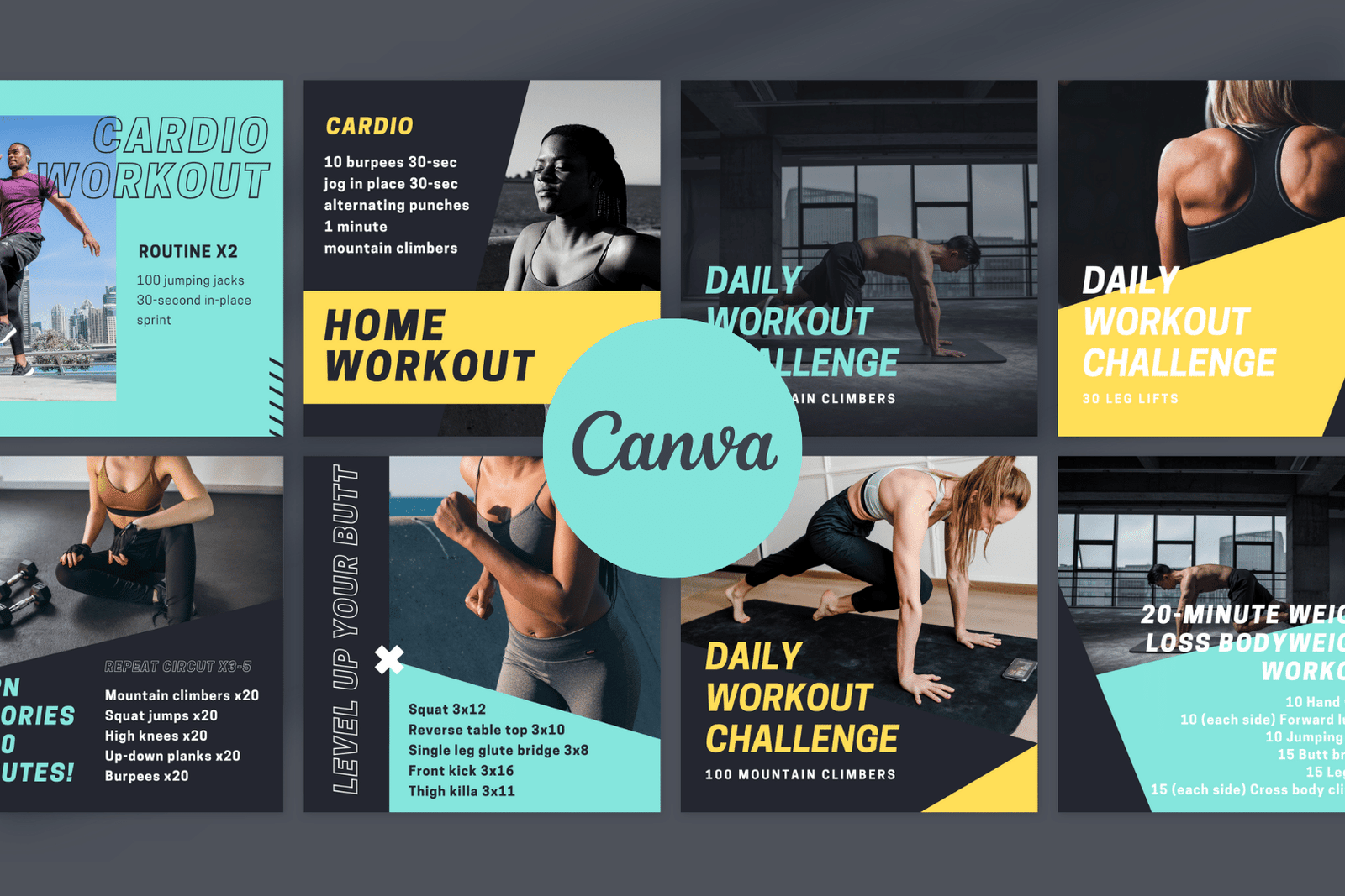 200 plantillas de entrenamiento en casa para redes sociales - Image 2