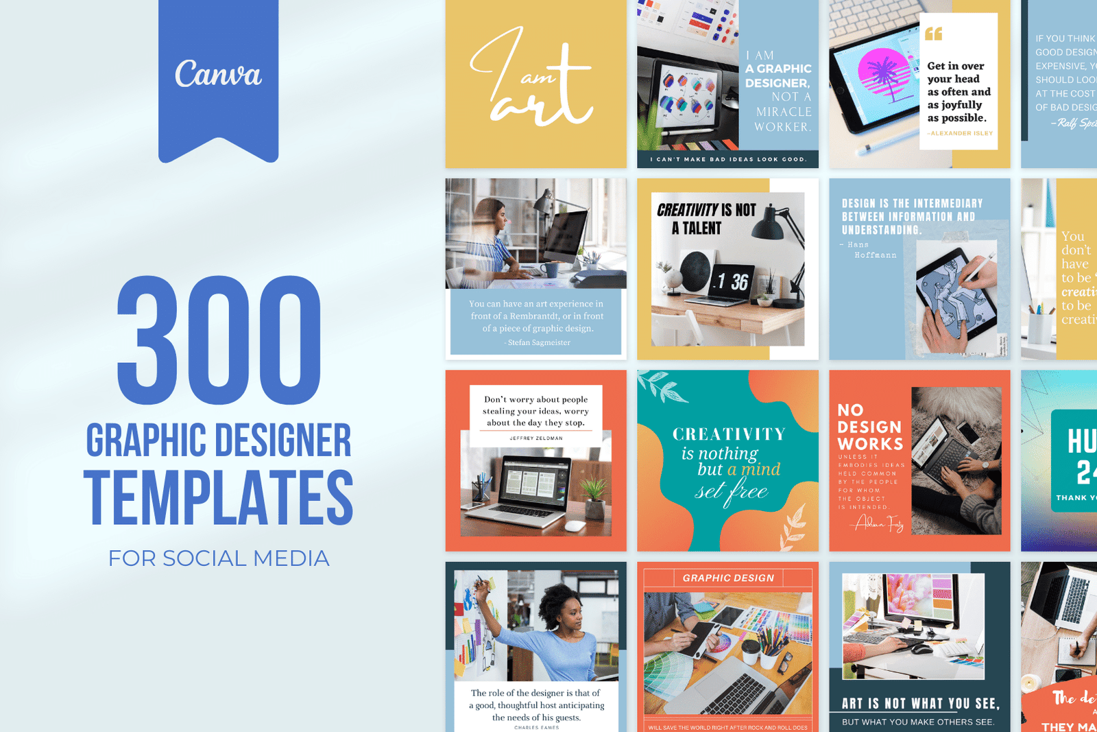 300 plantillas de diseño gráfico para redes sociales