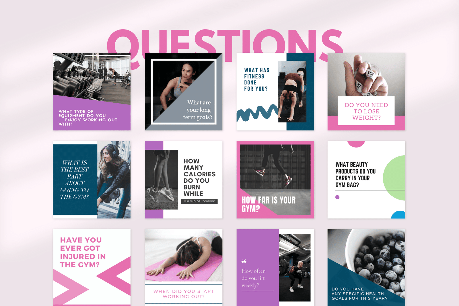 400 plantillas premium de fitness para redes sociales (femeninas) - Image 3