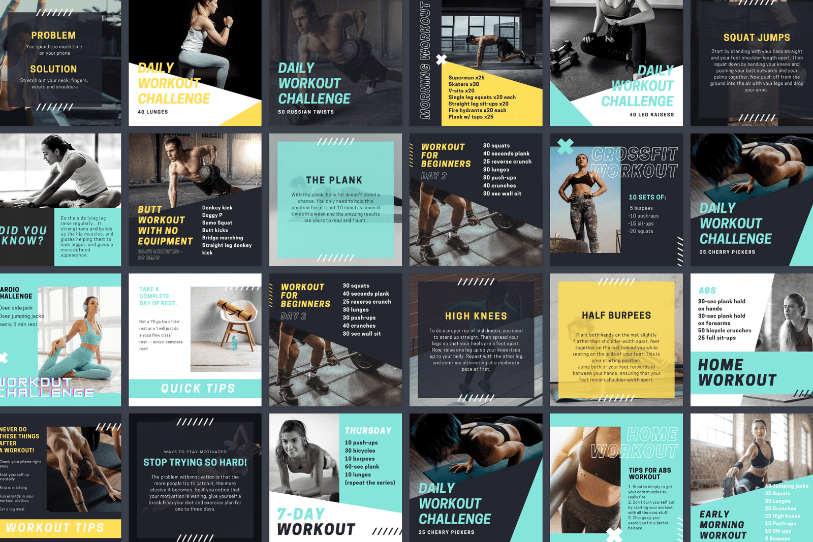 200 plantillas de entrenamiento en casa para redes sociales - Image 4