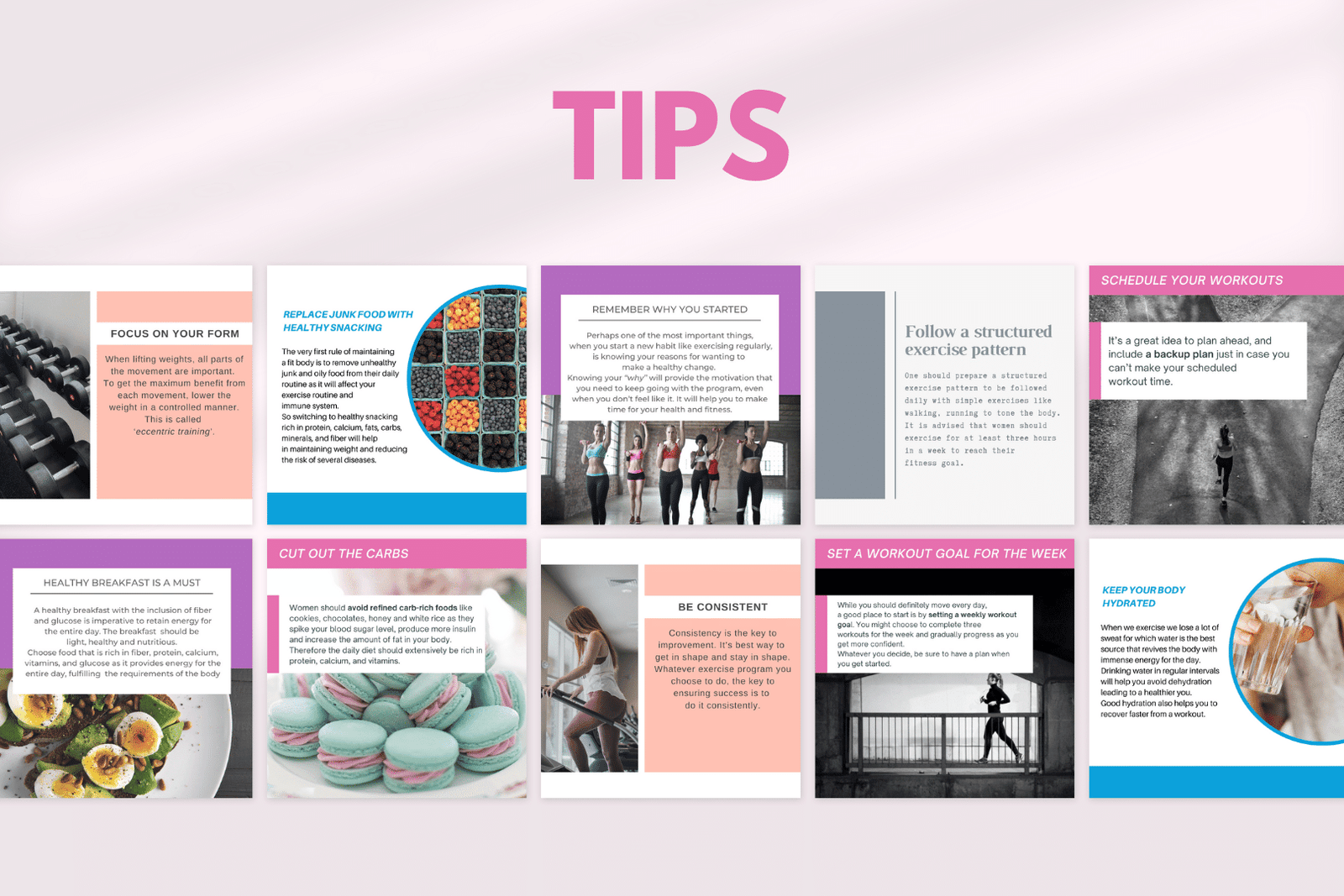 400 plantillas premium de fitness para redes sociales (femeninas) - Image 4